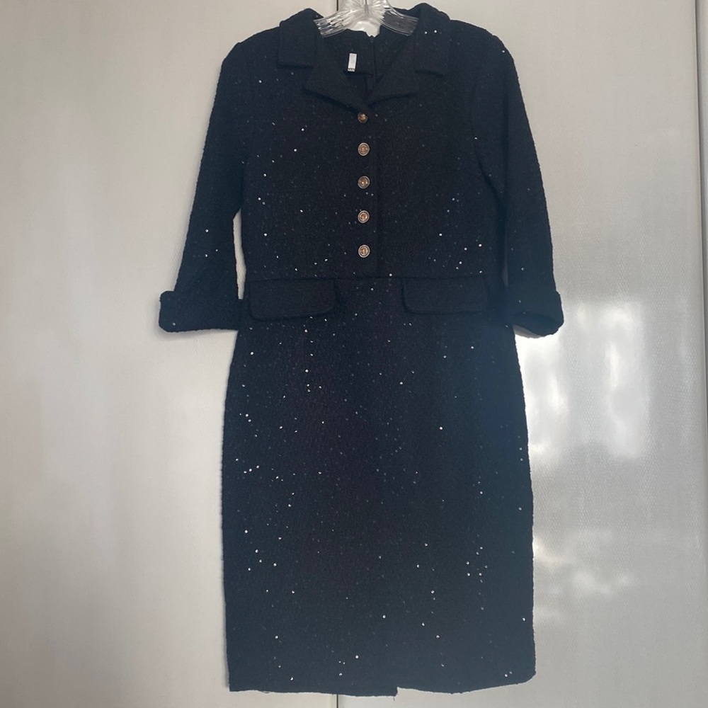 Black Sparkly Modest Office Dress